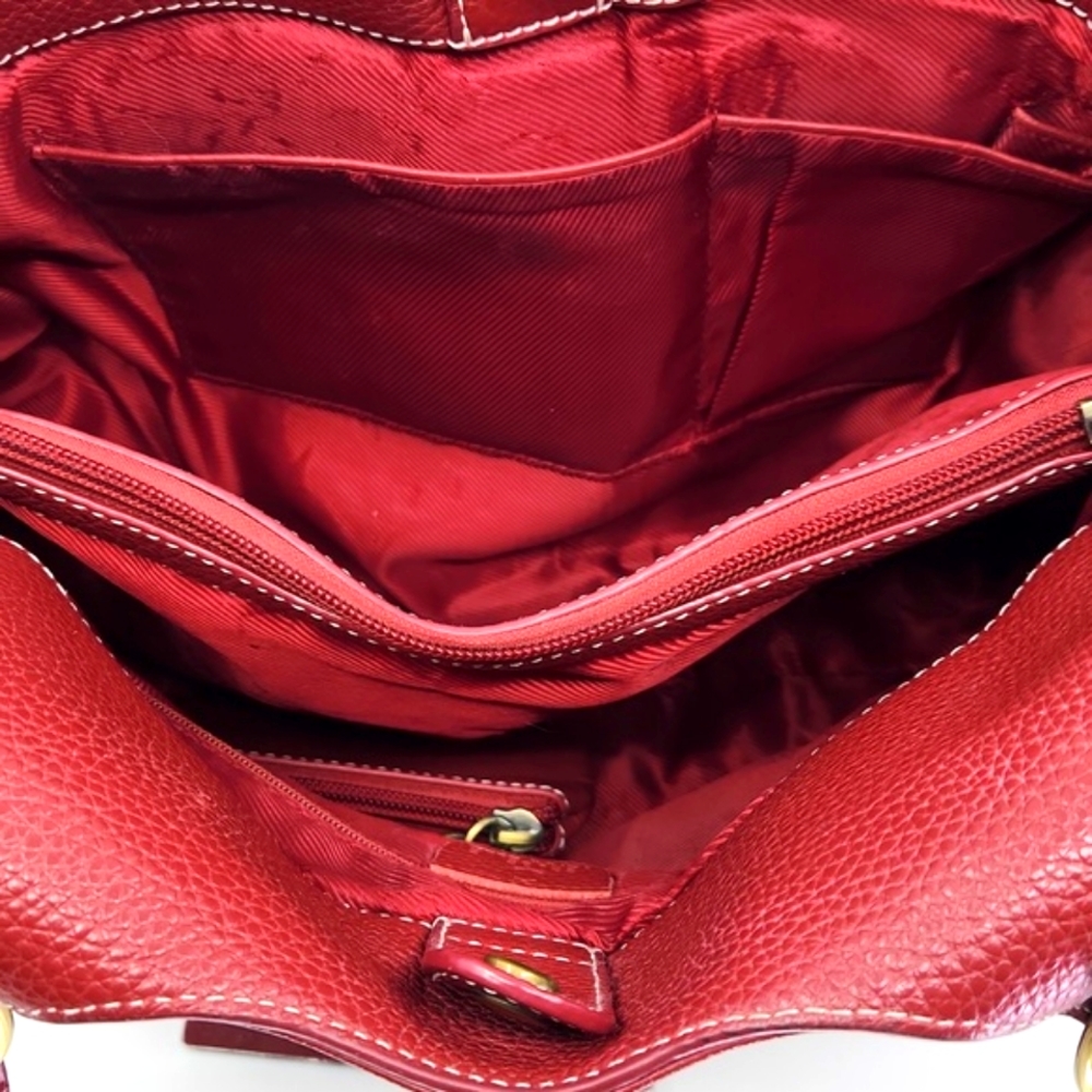 Vera Pelle Red Leather Shoulder Handbag with leather pouch - Picture 7 of 8